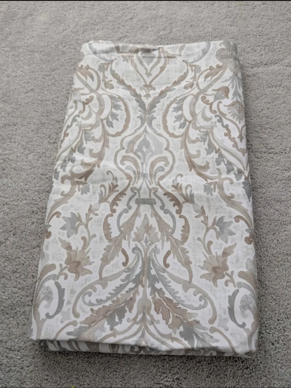 Beige and Gray Damask Shower Curtain